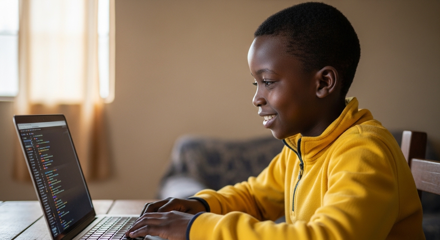 Young person learning coding and technology skills